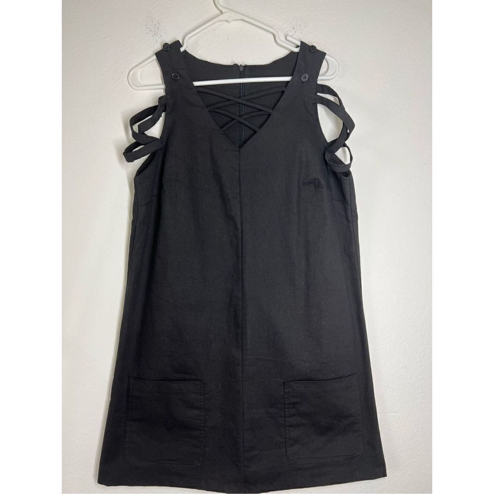 Black Grommet Lace-Up Sleeveless Mini Dress Sz L